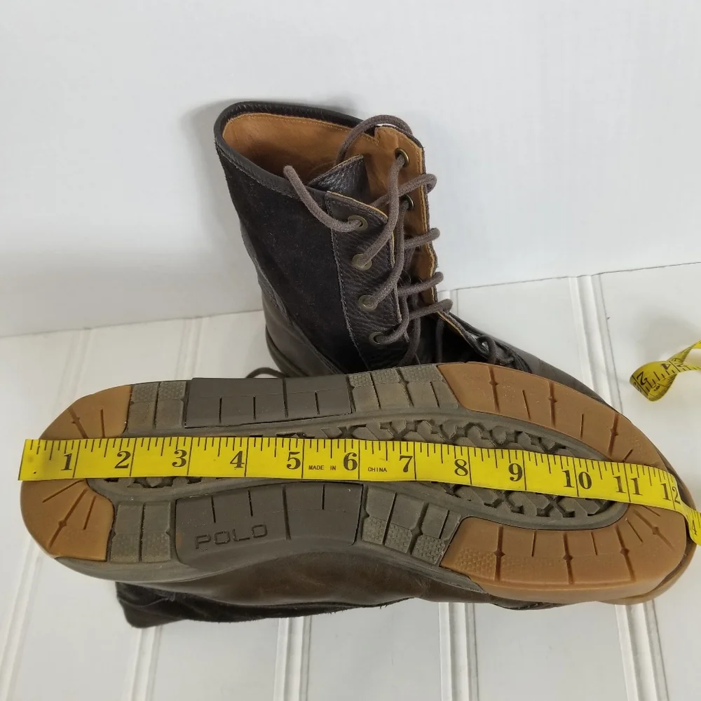 Polo Ralph Lauren Boots 11.5 Declan Leather Water Repellent Outdoor Dark Brown R